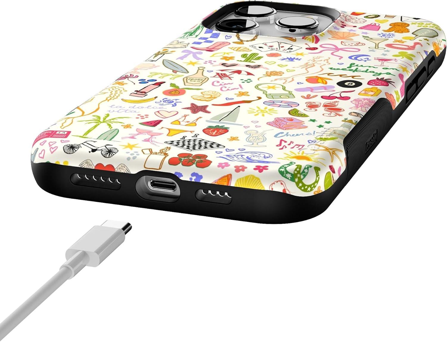 imageCasely iPhone 16 Pro Case  Ride The Wave  Pastel Rainbow Lined  Compatible with MagSafe  Bold Protective DesignAll the Fun Things  Fun on Weekdays