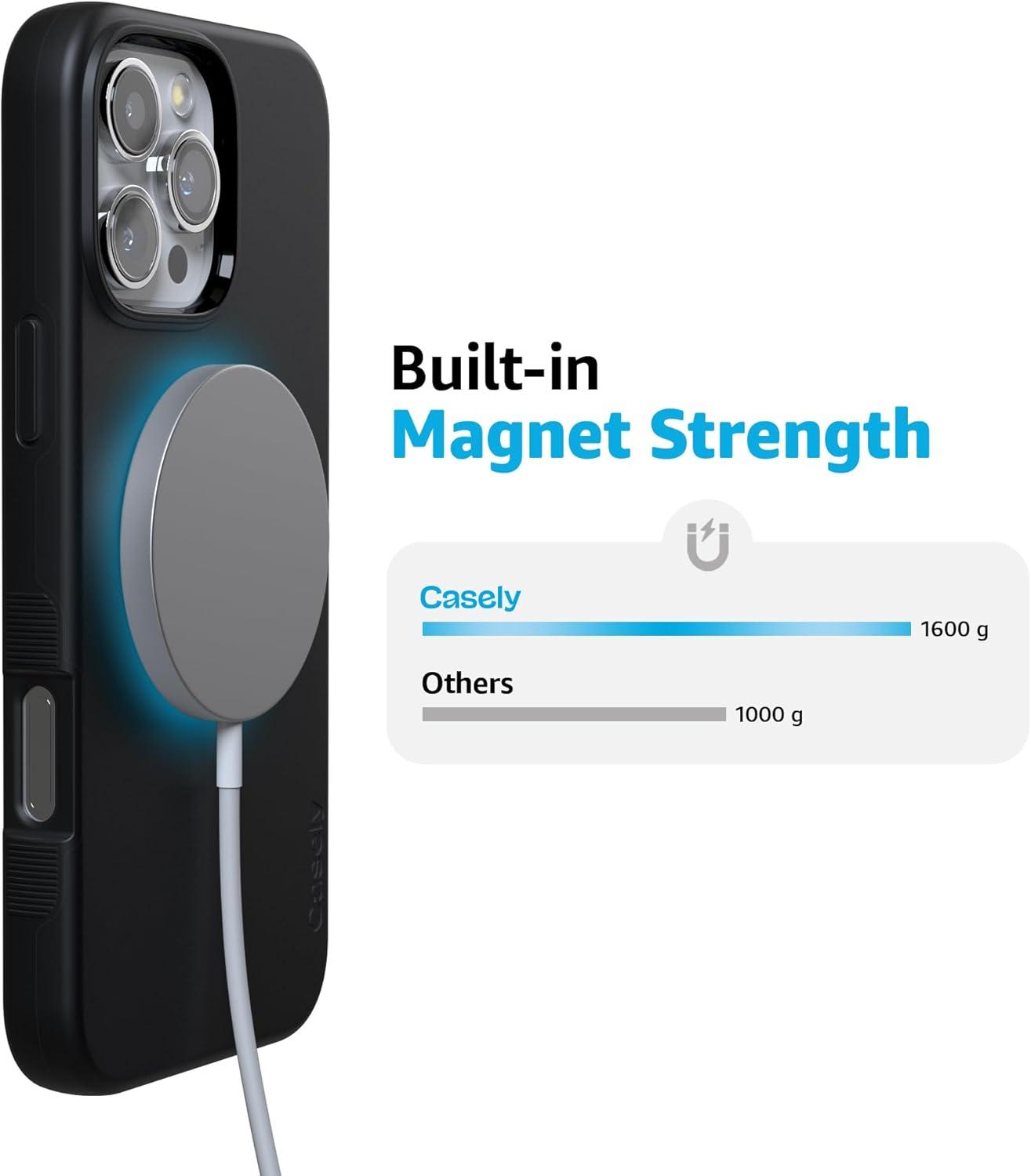 imageCasely iPhone 16 Pro Case  Ride The Wave  Pastel Rainbow Lined  Compatible with MagSafe  Bold Protective DesignBlack on Black