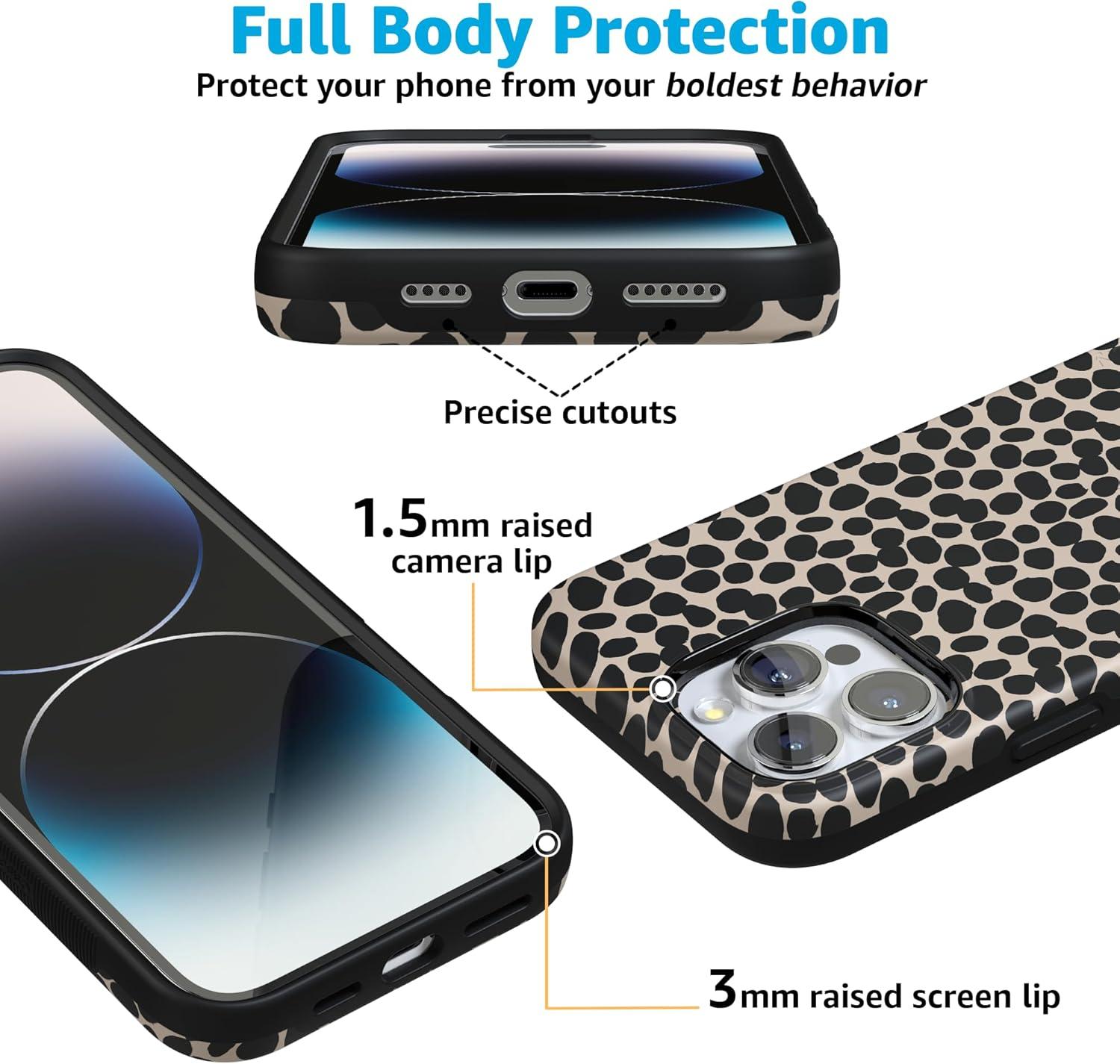 imageCasely iPhone 16 Pro Case  Ride The Wave  Pastel Rainbow Lined  Compatible with MagSafe  Bold Protective DesignCheetah Print  Lost in Spots