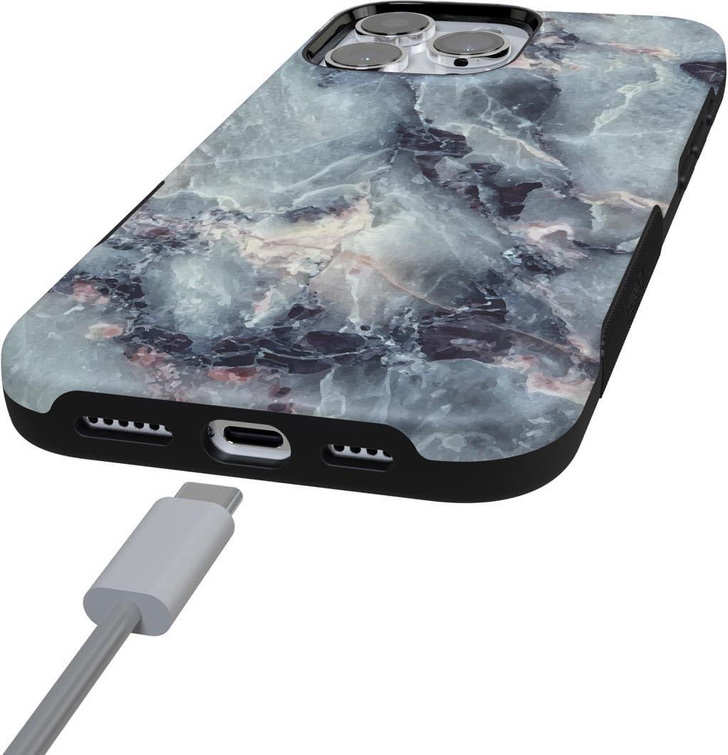 imageCasely iPhone 16 Pro Case  Ride The Wave  Pastel Rainbow Lined  Compatible with MagSafe  Bold Protective DesignDeep Sea  Blue Marble