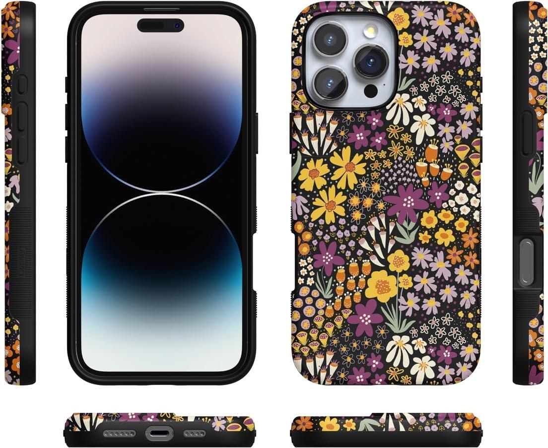 imageCasely iPhone 16 Pro Case  Ride The Wave  Pastel Rainbow Lined  Compatible with MagSafe  Bold Protective DesignFalling for You  Plum Floral