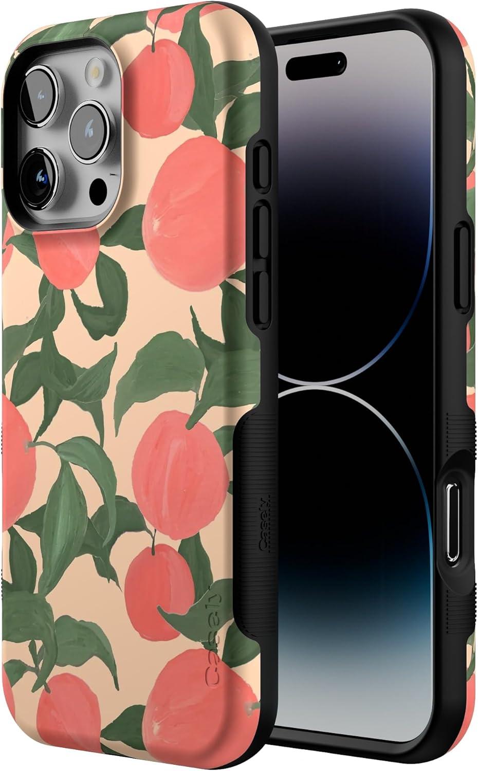 imageCasely iPhone 16 Pro Case  Ride The Wave  Pastel Rainbow Lined  Compatible with MagSafe  Bold Protective DesignFeeling Peachy  Blush Vines