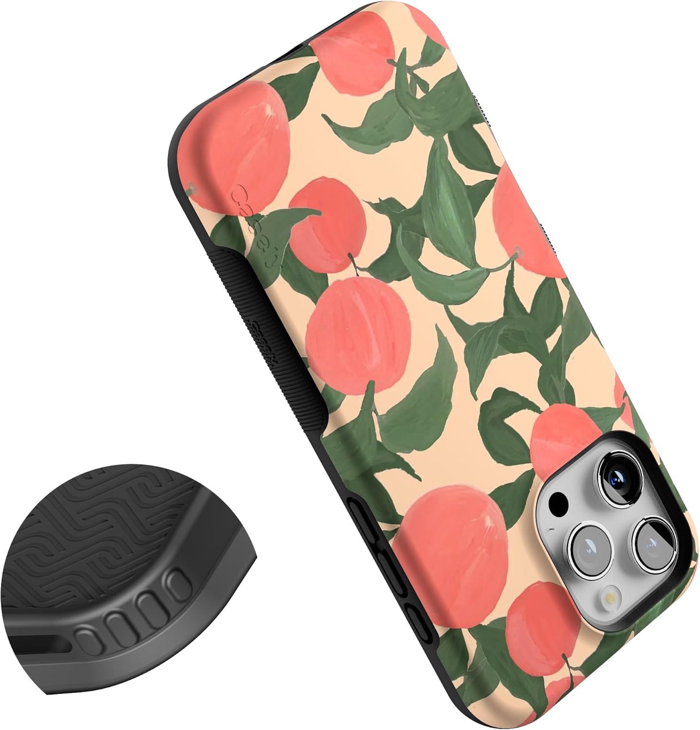 imageCasely iPhone 16 Pro Case  Ride The Wave  Pastel Rainbow Lined  Compatible with MagSafe  Bold Protective DesignFeeling Peachy  Blush Vines