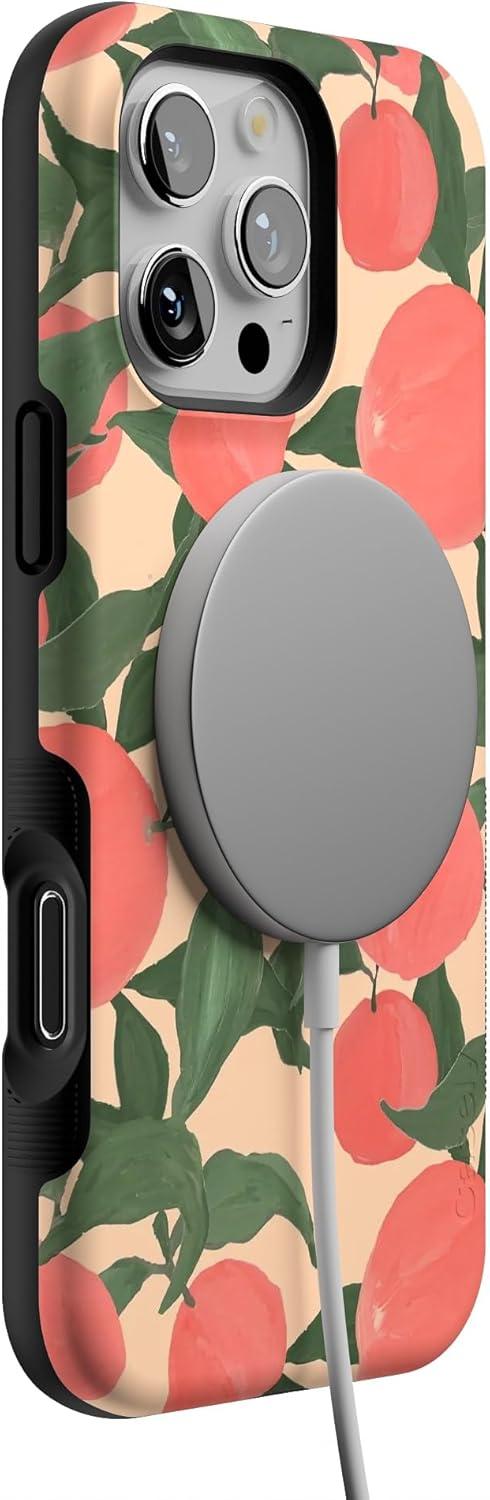 imageCasely iPhone 16 Pro Case  Ride The Wave  Pastel Rainbow Lined  Compatible with MagSafe  Bold Protective DesignFeeling Peachy  Blush Vines