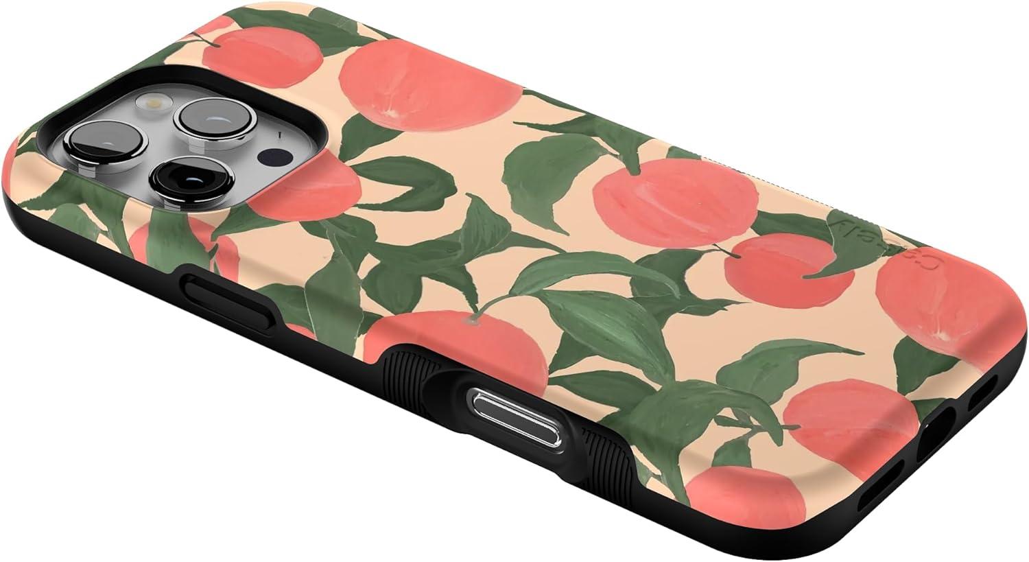 imageCasely iPhone 16 Pro Case  Ride The Wave  Pastel Rainbow Lined  Compatible with MagSafe  Bold Protective DesignFeeling Peachy  Blush Vines