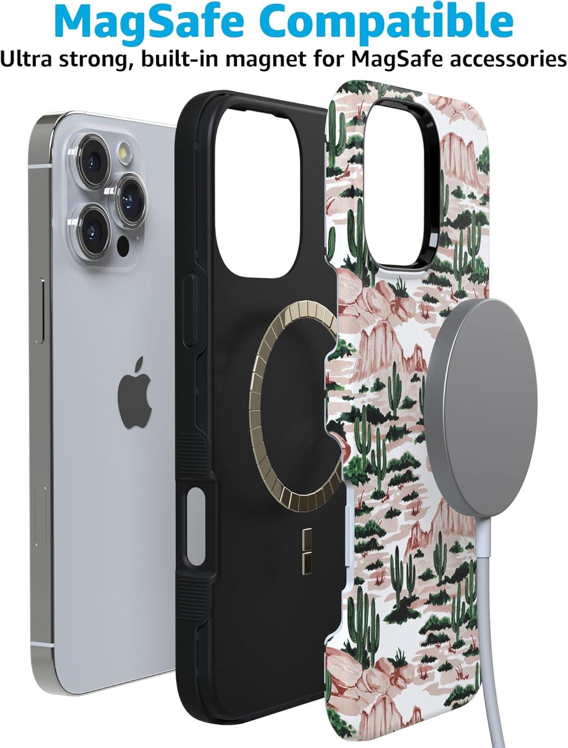 imageCasely iPhone 16 Pro Case  Ride The Wave  Pastel Rainbow Lined  Compatible with MagSafe  Bold Protective DesignGold Rush  Desert