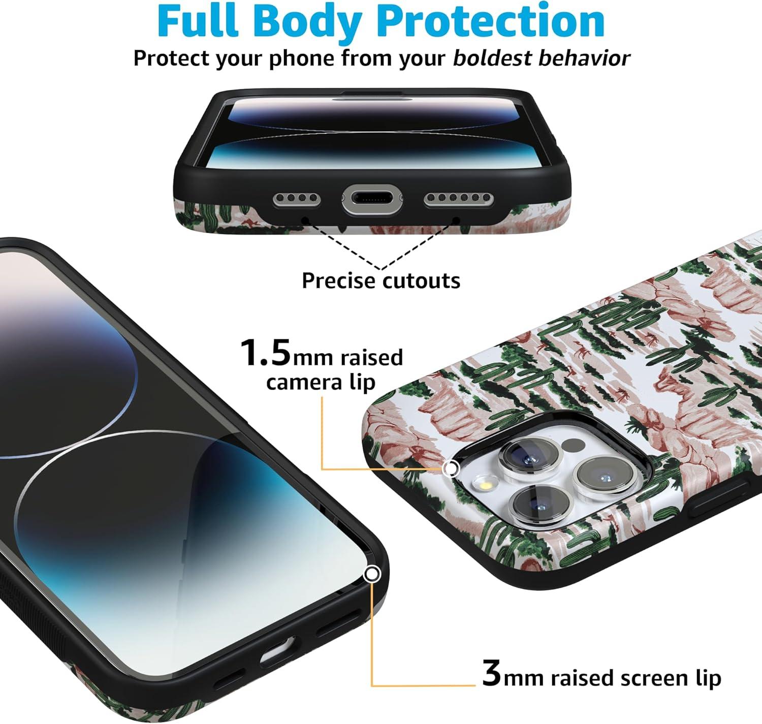 imageCasely iPhone 16 Pro Case  Ride The Wave  Pastel Rainbow Lined  Compatible with MagSafe  Bold Protective DesignGold Rush  Desert