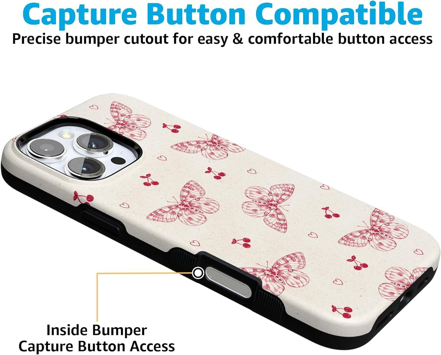 imageCasely iPhone 16 Pro Case  Ride The Wave  Pastel Rainbow Lined  Compatible with MagSafe  Bold Protective DesignHeart Flutters  Butterfly