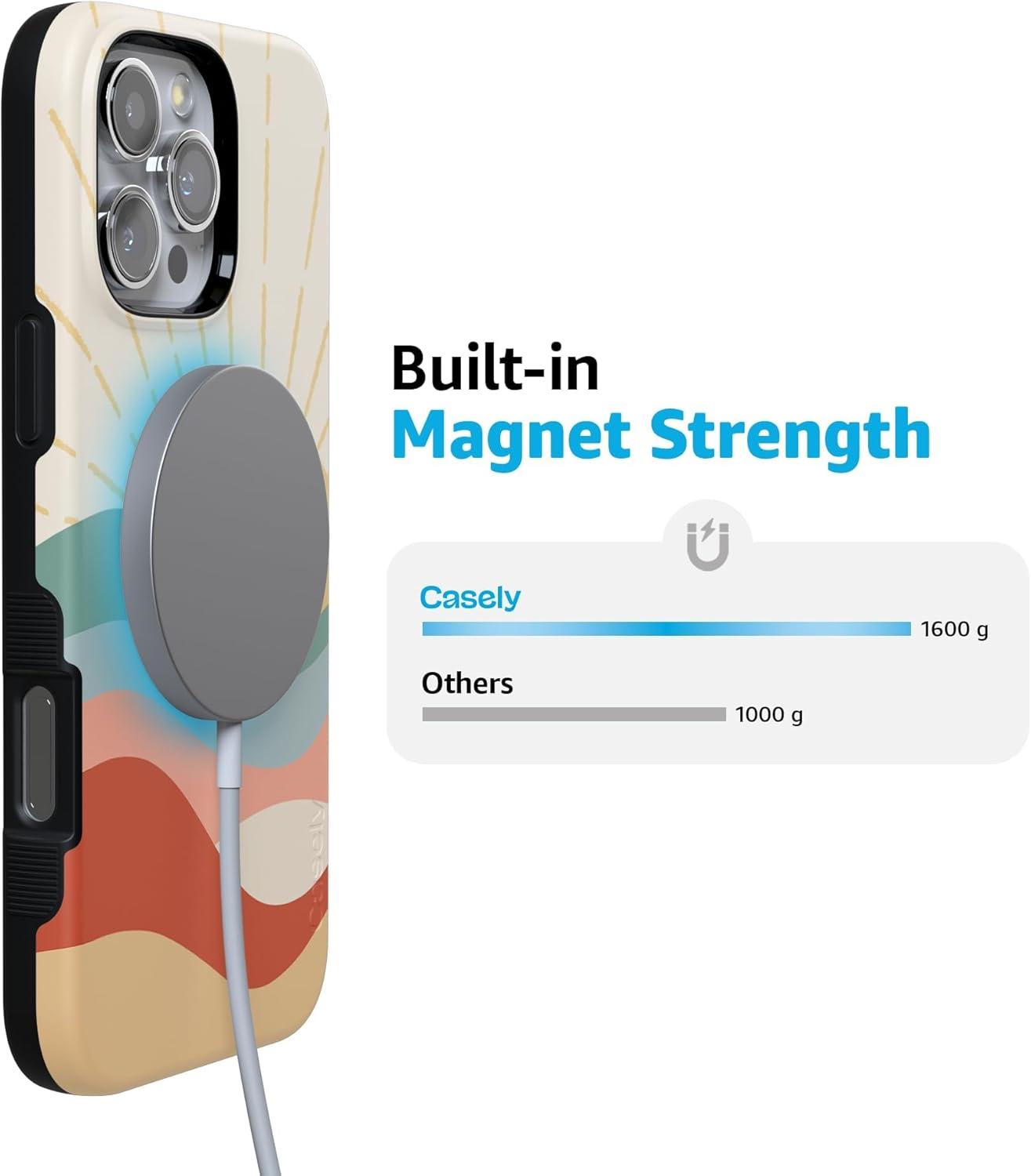 imageCasely iPhone 16 Pro Case  Ride The Wave  Pastel Rainbow Lined  Compatible with MagSafe  Bold Protective DesignHere Comes the Sun  Colorblock Sunset