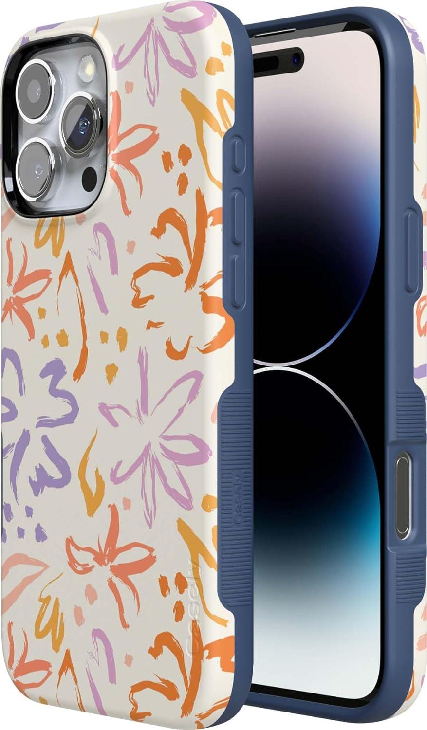 imageCasely iPhone 16 Pro Case  Ride The Wave  Pastel Rainbow Lined  Compatible with MagSafe  Bold Protective DesignHibiscus Blooms  Hawaiian Floral