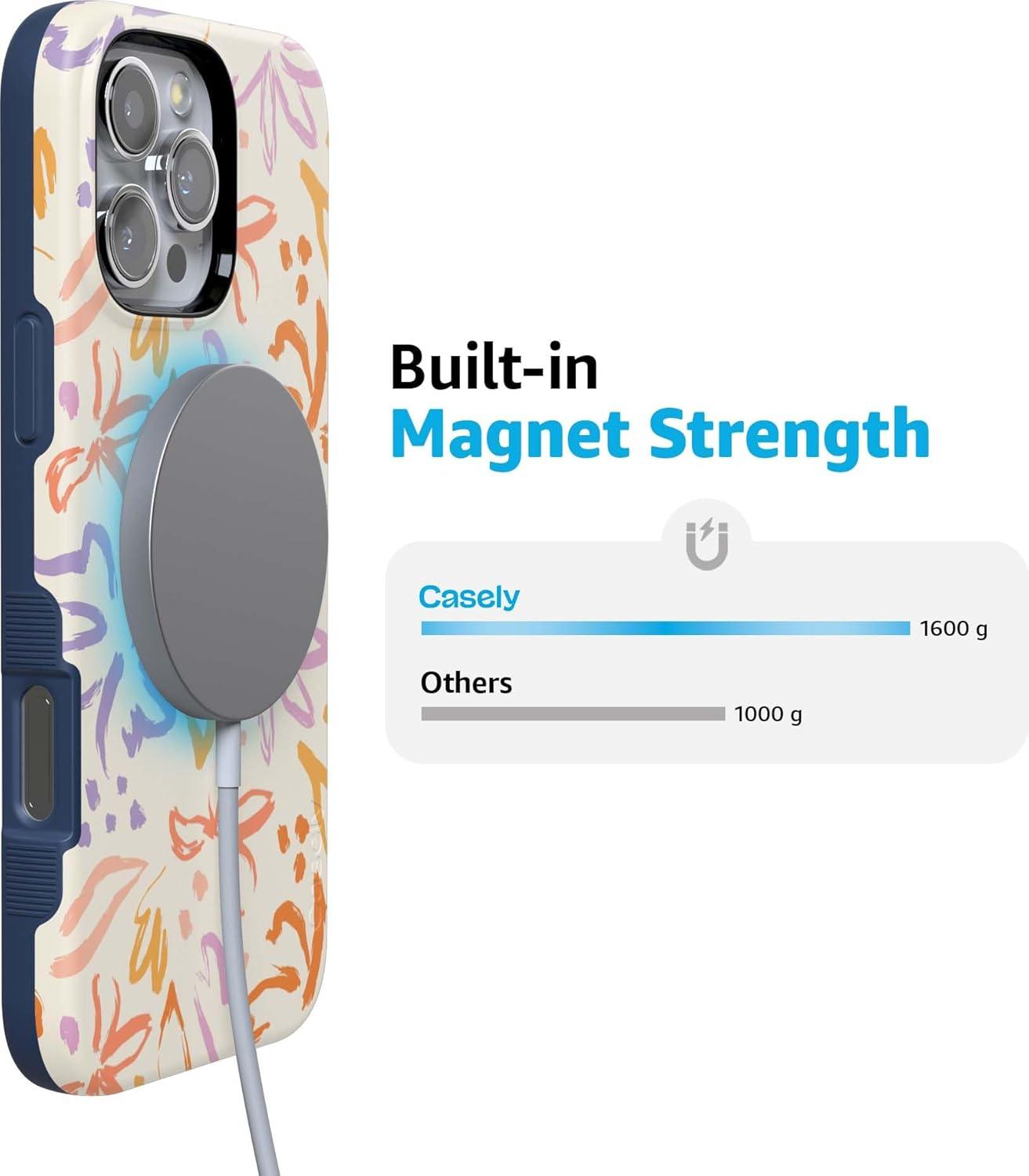 imageCasely iPhone 16 Pro Case  Ride The Wave  Pastel Rainbow Lined  Compatible with MagSafe  Bold Protective DesignHibiscus Blooms  Hawaiian Floral