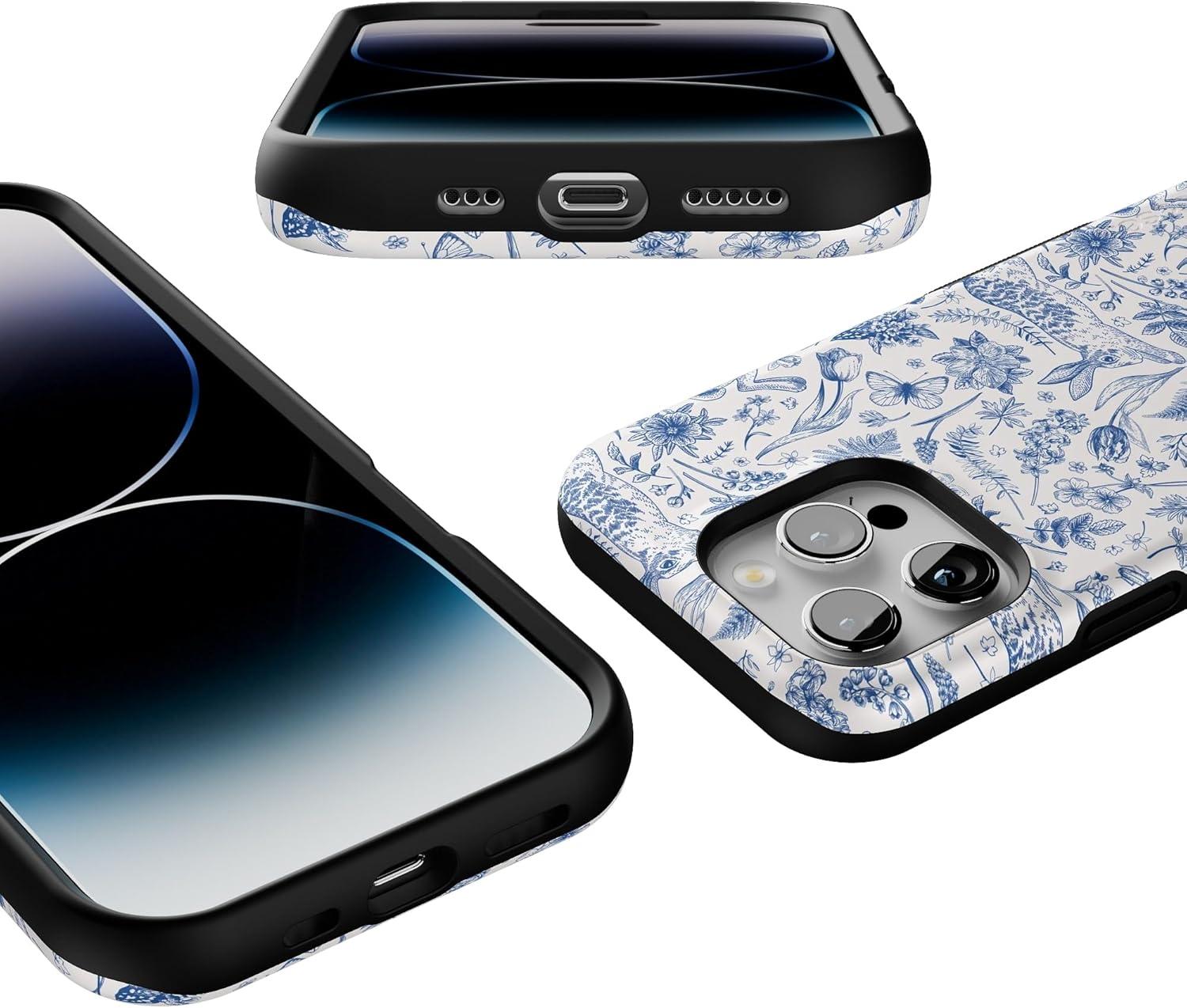 imageCasely iPhone 16 Pro Case  Ride The Wave  Pastel Rainbow Lined  Compatible with MagSafe  Bold Protective DesignHop  Bloom  Bunny Toile