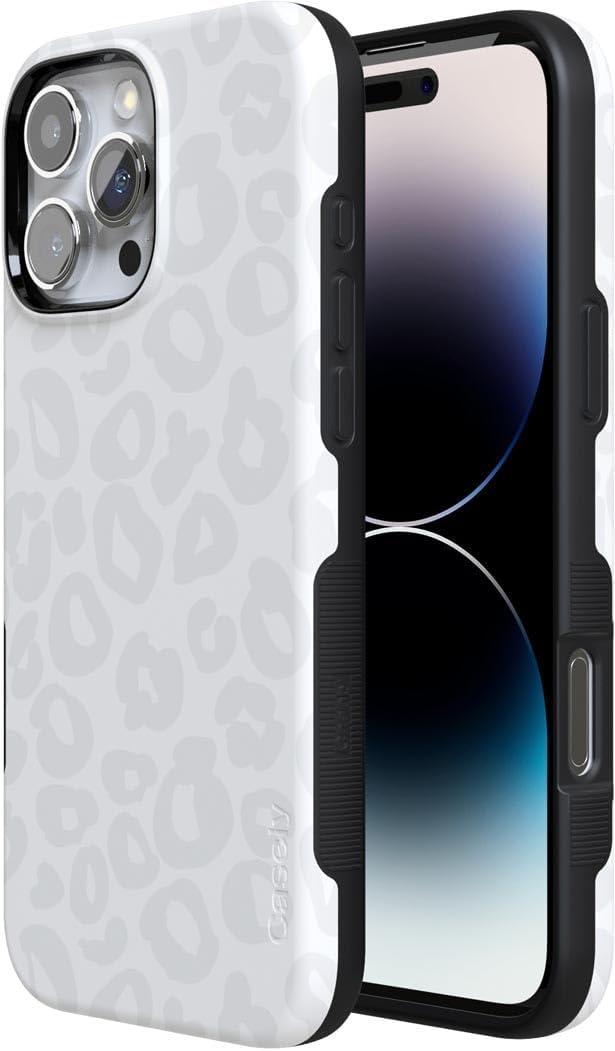 imageCasely iPhone 16 Pro Case  Ride The Wave  Pastel Rainbow Lined  Compatible with MagSafe  Bold Protective DesignInto the Wild  White Snow Leopard