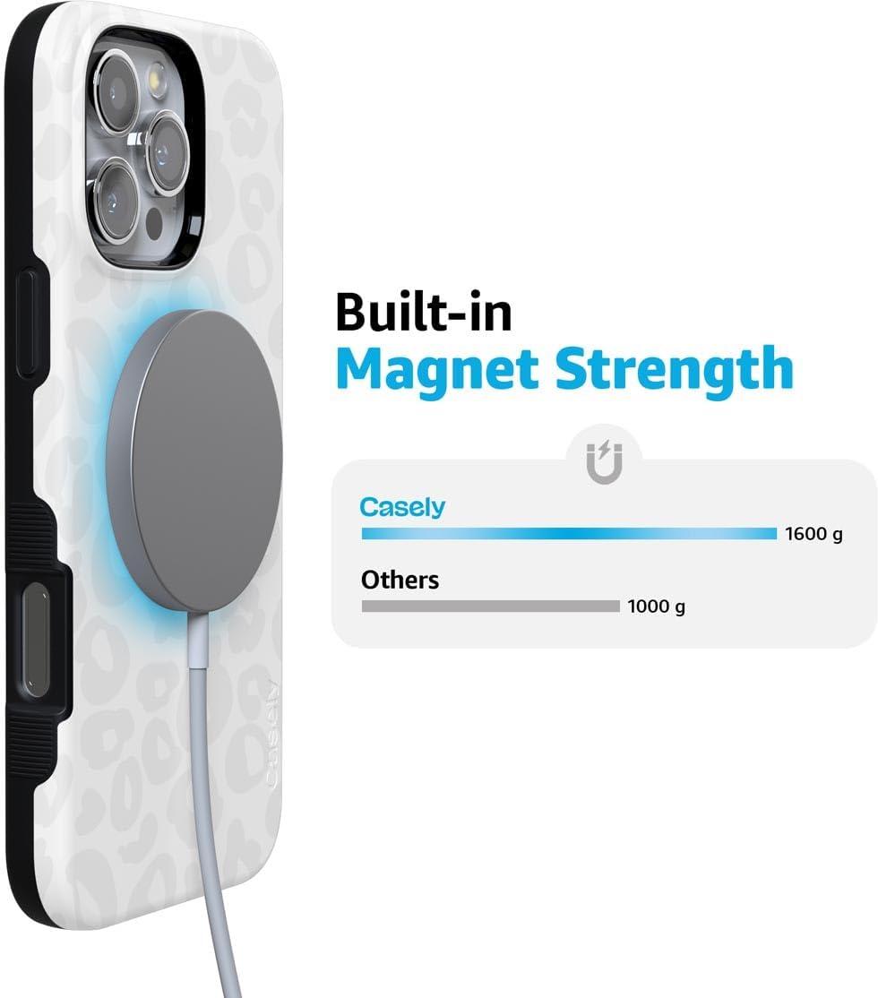 imageCasely iPhone 16 Pro Case  Ride The Wave  Pastel Rainbow Lined  Compatible with MagSafe  Bold Protective DesignInto the Wild  White Snow Leopard