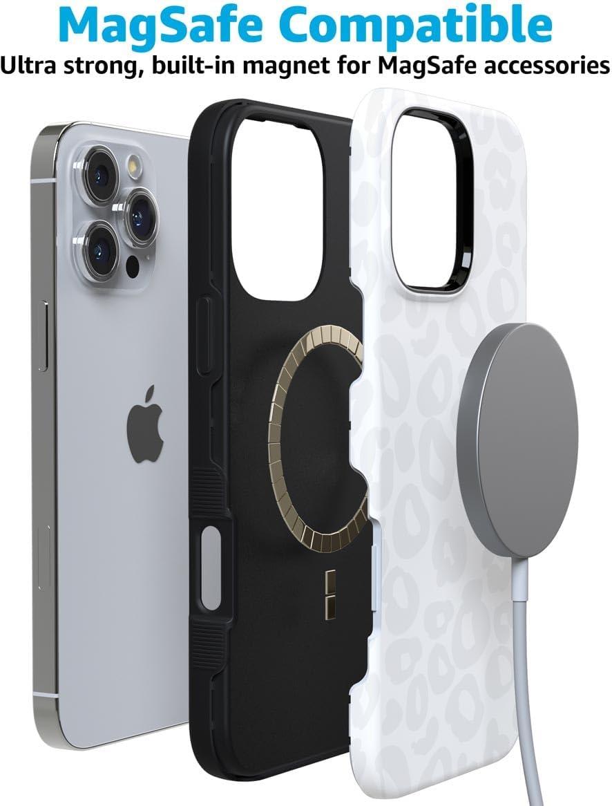 imageCasely iPhone 16 Pro Case  Ride The Wave  Pastel Rainbow Lined  Compatible with MagSafe  Bold Protective DesignInto the Wild  White Snow Leopard