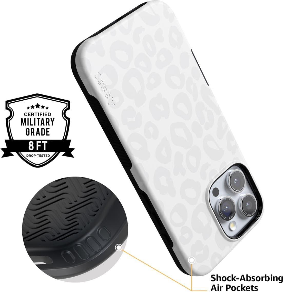 imageCasely iPhone 16 Pro Case  Ride The Wave  Pastel Rainbow Lined  Compatible with MagSafe  Bold Protective DesignInto the Wild  White Snow Leopard