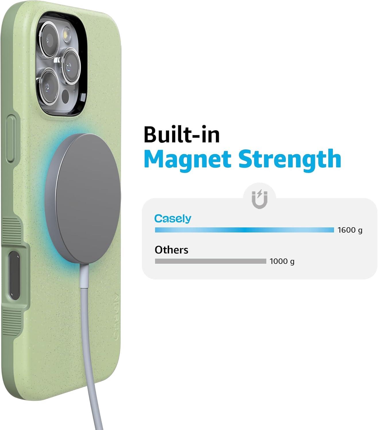 imageCasely iPhone 16 Pro Case  Ride The Wave  Pastel Rainbow Lined  Compatible with MagSafe  Bold Protective DesignKiwi Kiss  Matcha Green Shimmer