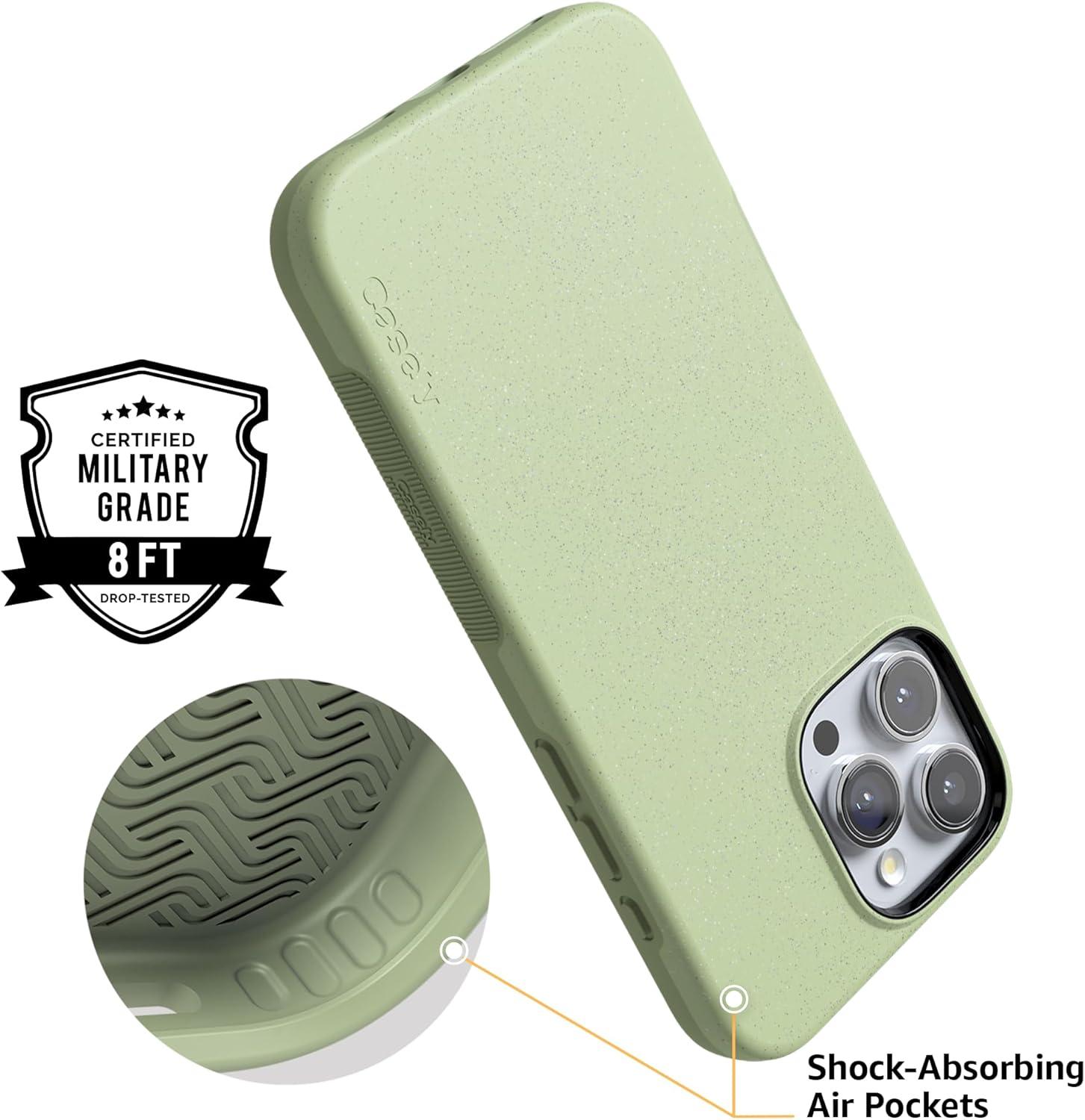 imageCasely iPhone 16 Pro Case  Ride The Wave  Pastel Rainbow Lined  Compatible with MagSafe  Bold Protective DesignKiwi Kiss  Matcha Green Shimmer