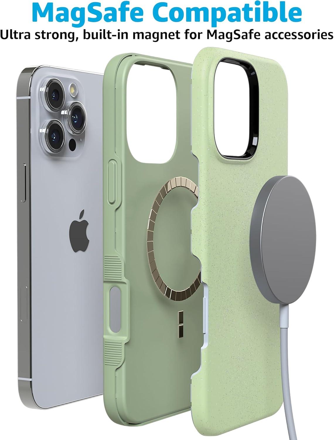 imageCasely iPhone 16 Pro Case  Ride The Wave  Pastel Rainbow Lined  Compatible with MagSafe  Bold Protective DesignKiwi Kiss  Matcha Green Shimmer