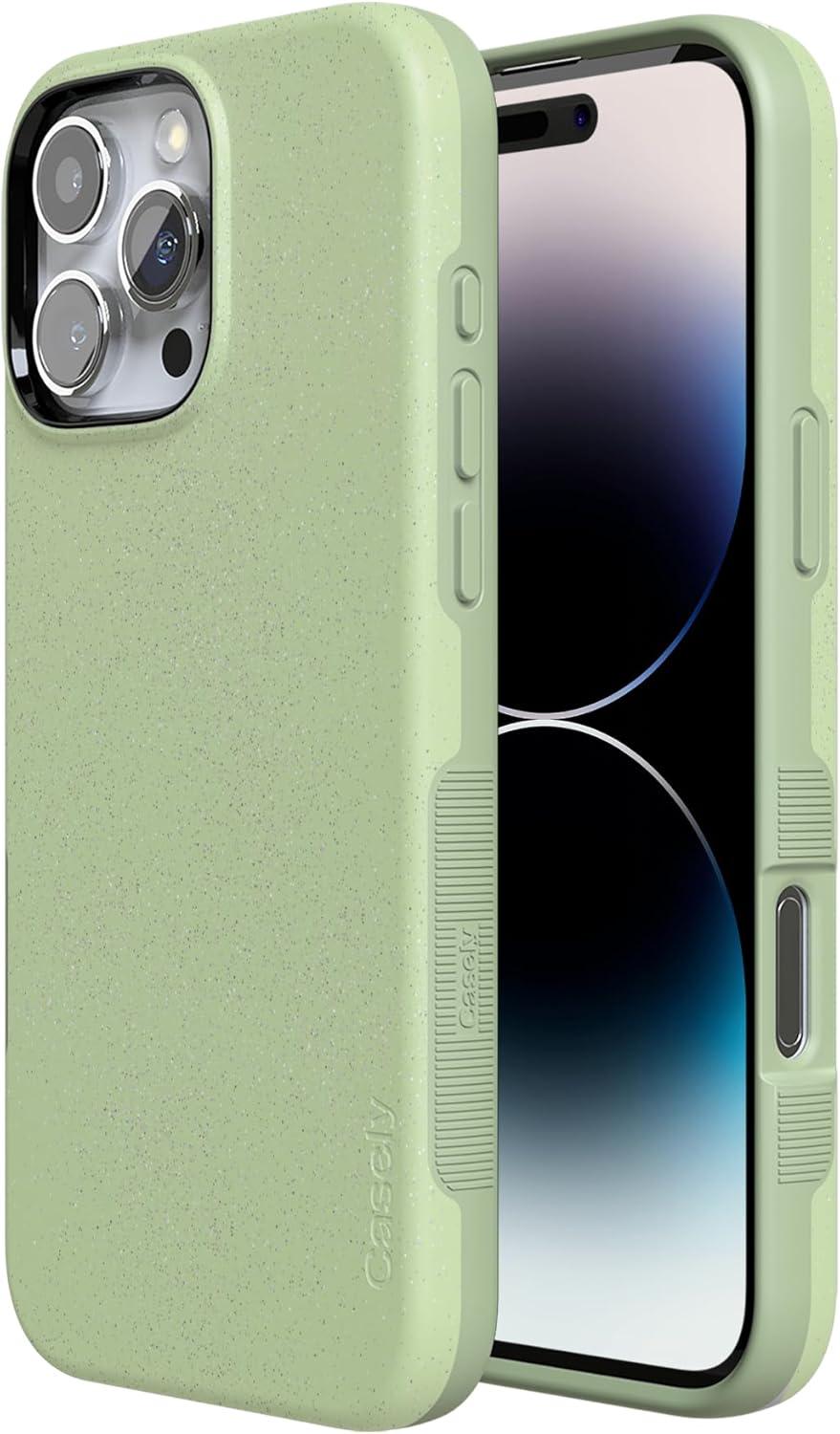 imageCasely iPhone 16 Pro Case  Ride The Wave  Pastel Rainbow Lined  Compatible with MagSafe  Bold Protective DesignKiwi Kiss  Matcha Green Shimmer