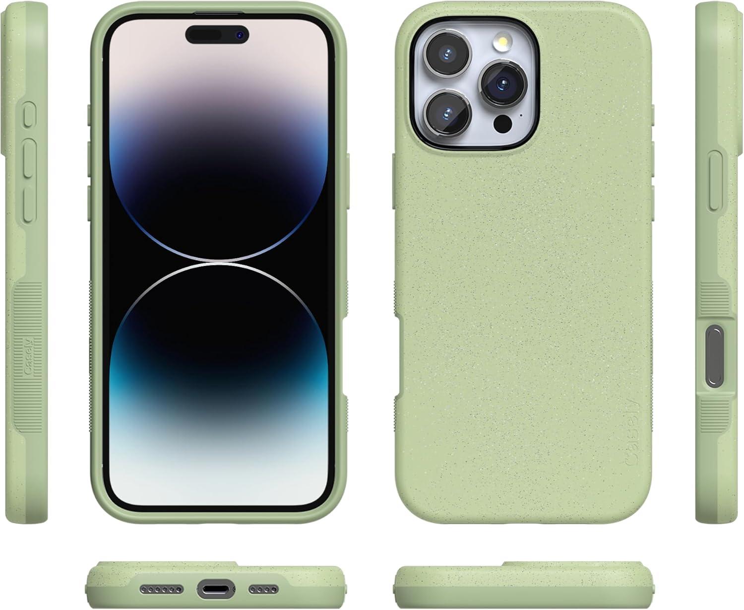 imageCasely iPhone 16 Pro Case  Ride The Wave  Pastel Rainbow Lined  Compatible with MagSafe  Bold Protective DesignKiwi Kiss  Matcha Green Shimmer