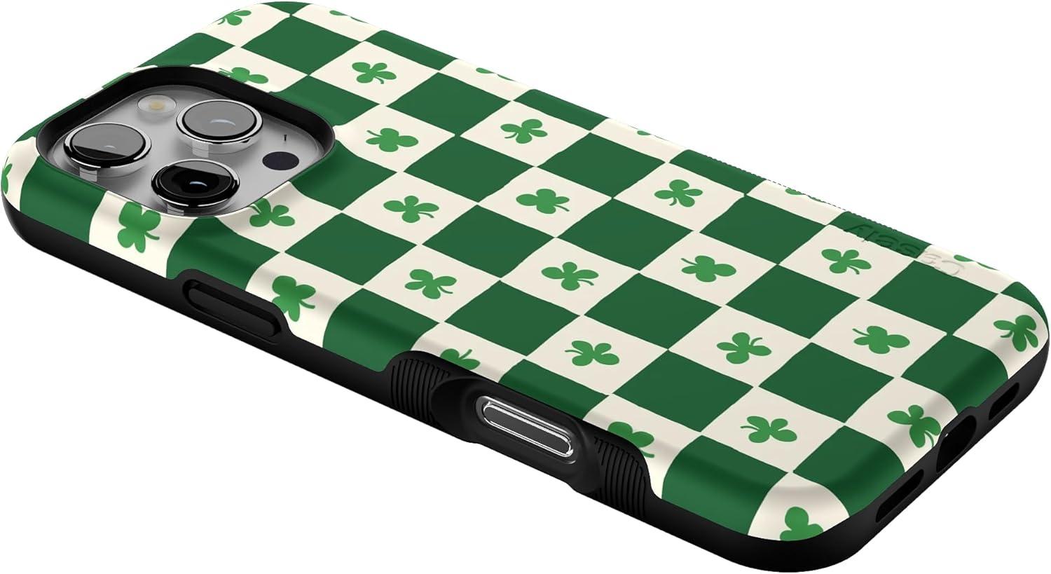 imageCasely iPhone 16 Pro Case  Ride The Wave  Pastel Rainbow Lined  Compatible with MagSafe  Bold Protective DesignLucky You  Shamrock