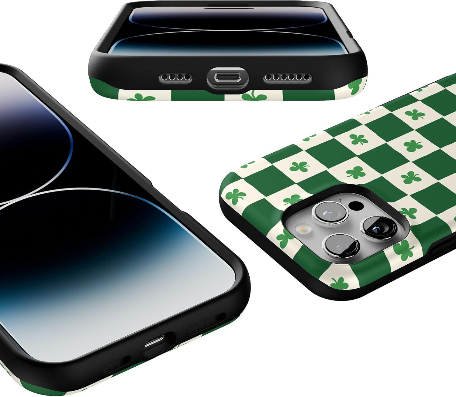 imageCasely iPhone 16 Pro Case  Ride The Wave  Pastel Rainbow Lined  Compatible with MagSafe  Bold Protective DesignLucky You  Shamrock