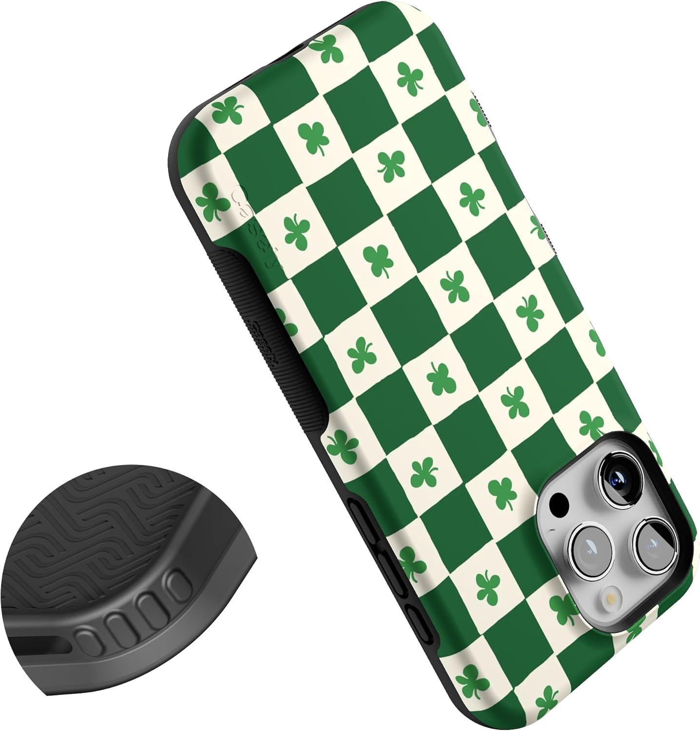 imageCasely iPhone 16 Pro Case  Ride The Wave  Pastel Rainbow Lined  Compatible with MagSafe  Bold Protective DesignLucky You  Shamrock