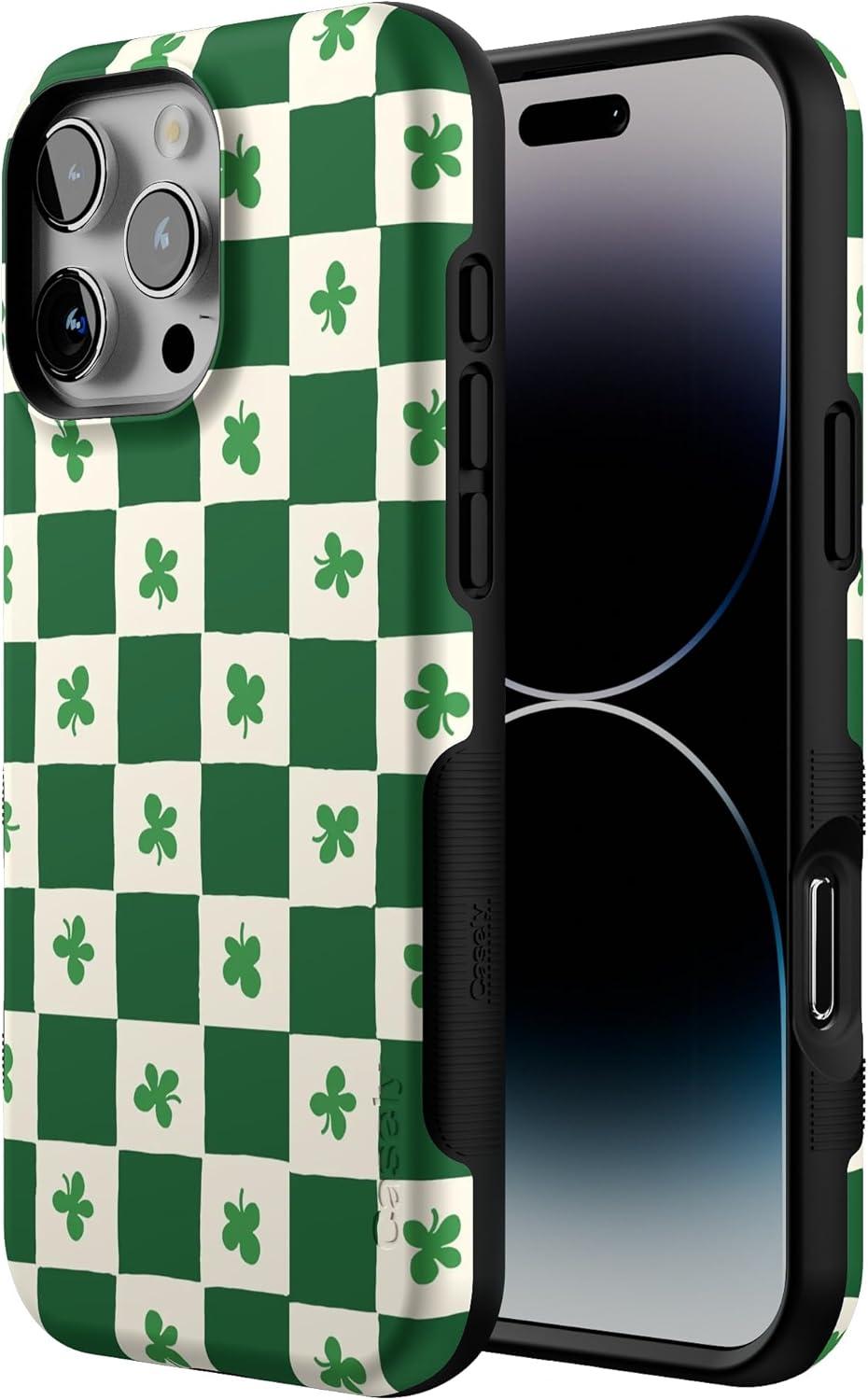 imageCasely iPhone 16 Pro Case  Ride The Wave  Pastel Rainbow Lined  Compatible with MagSafe  Bold Protective DesignLucky You  Shamrock