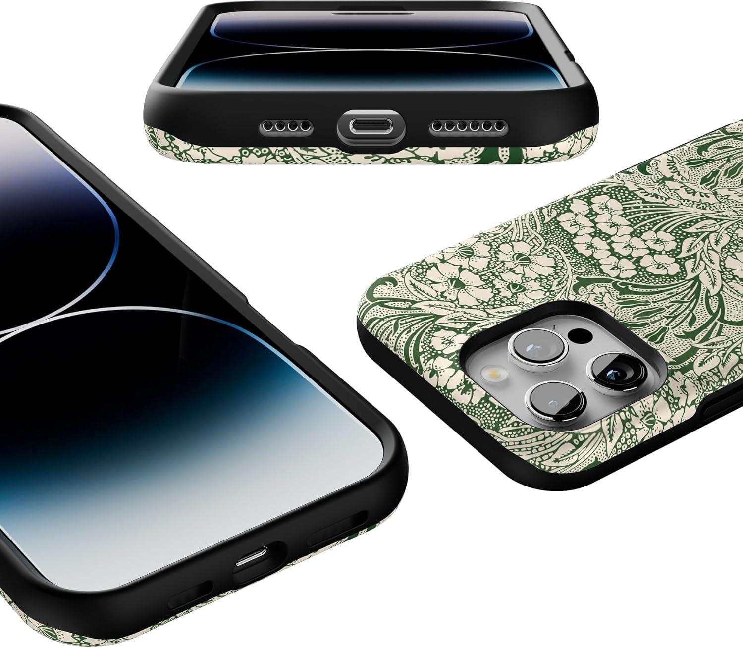 imageCasely iPhone 16 Pro Case  Ride The Wave  Pastel Rainbow Lined  Compatible with MagSafe  Bold Protective DesignMystic Meadow  Green Gardens