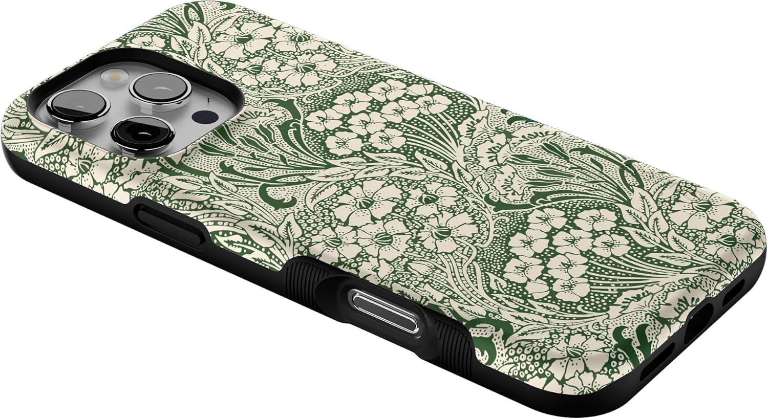 imageCasely iPhone 16 Pro Case  Ride The Wave  Pastel Rainbow Lined  Compatible with MagSafe  Bold Protective DesignMystic Meadow  Green Gardens