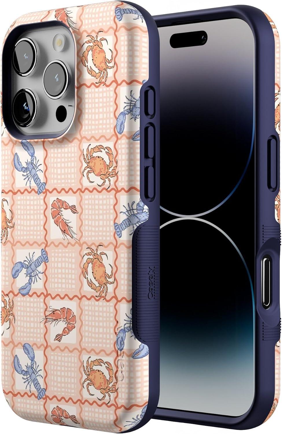 imageCasely iPhone 16 Pro Case  Ride The Wave  Pastel Rainbow Lined  Compatible with MagSafe  Bold Protective DesignOn the Cape  Coastal Summer