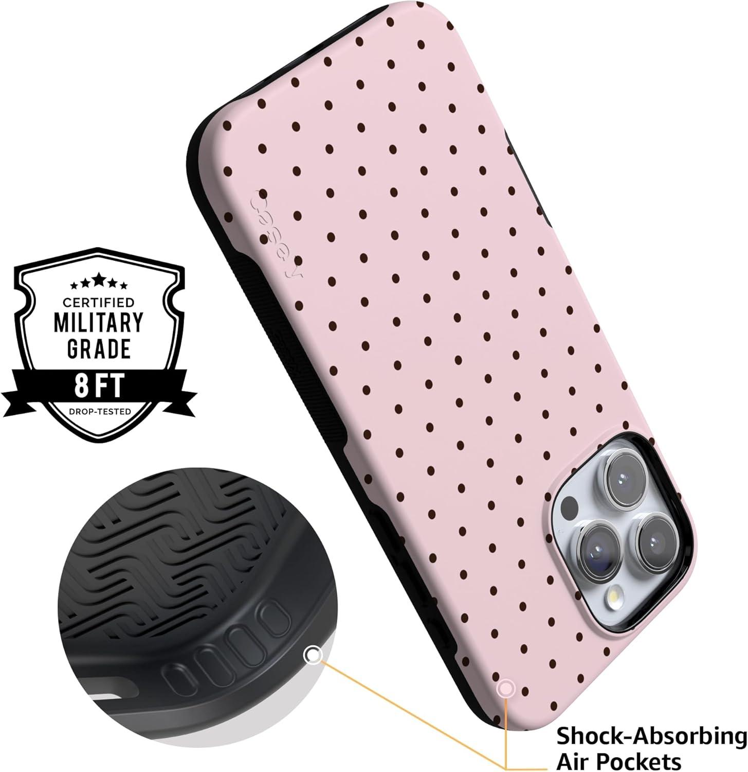imageCasely iPhone 16 Pro Case  Ride The Wave  Pastel Rainbow Lined  Compatible with MagSafe  Bold Protective DesignOn the Dot  Pink Polka Dot