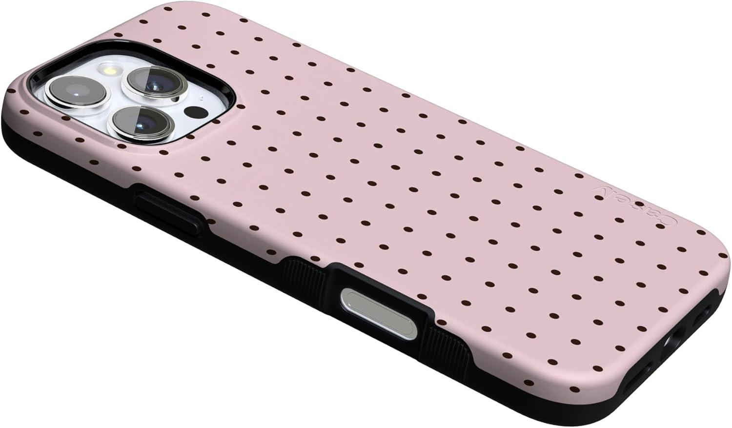 imageCasely iPhone 16 Pro Case  Ride The Wave  Pastel Rainbow Lined  Compatible with MagSafe  Bold Protective DesignOn the Dot  Pink Polka Dot
