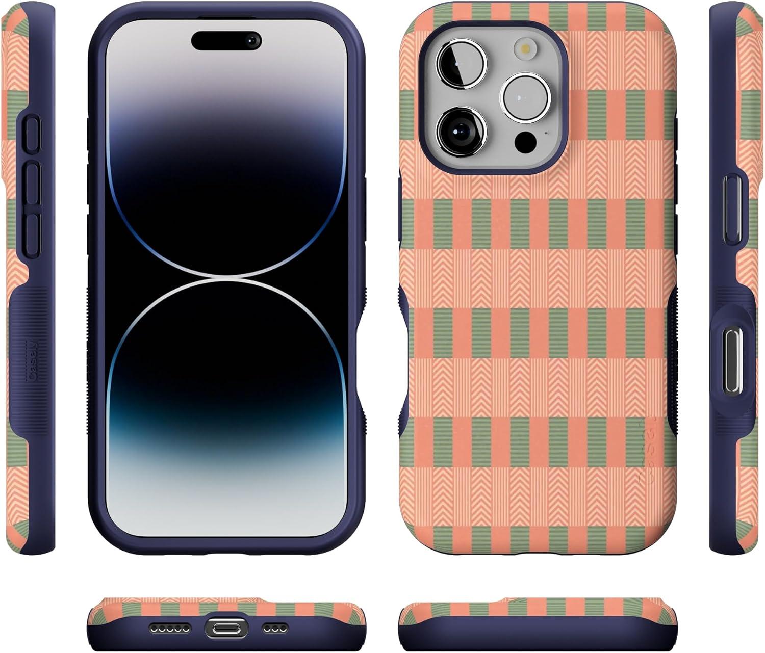 imageCasely iPhone 16 Pro Case  Ride The Wave  Pastel Rainbow Lined  Compatible with MagSafe  Bold Protective DesignPalm Beach  Grand Cabana