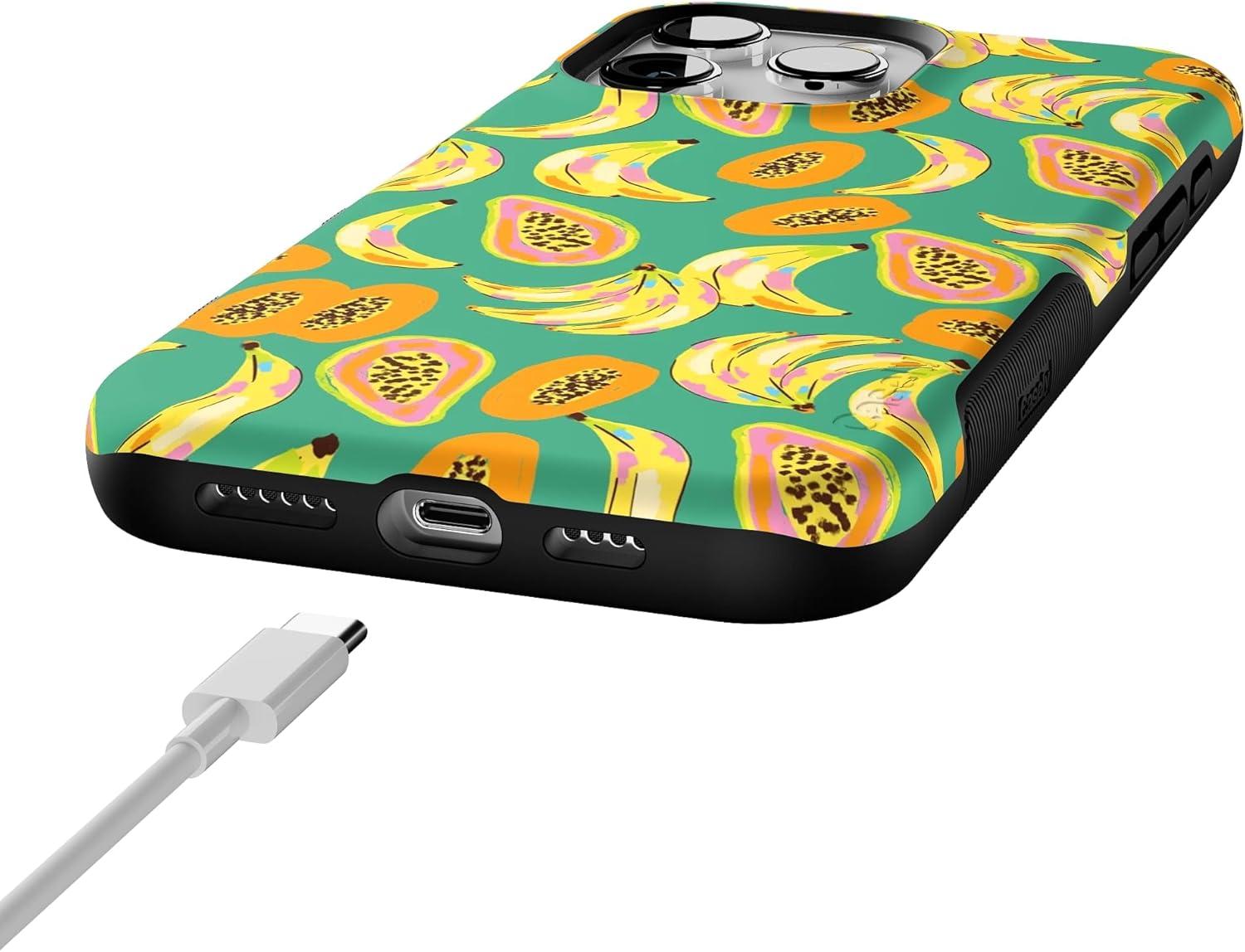 imageCasely iPhone 16 Pro Case  Ride The Wave  Pastel Rainbow Lined  Compatible with MagSafe  Bold Protective DesignPapaya Palms  Dippin Daisys Tropical Vacation