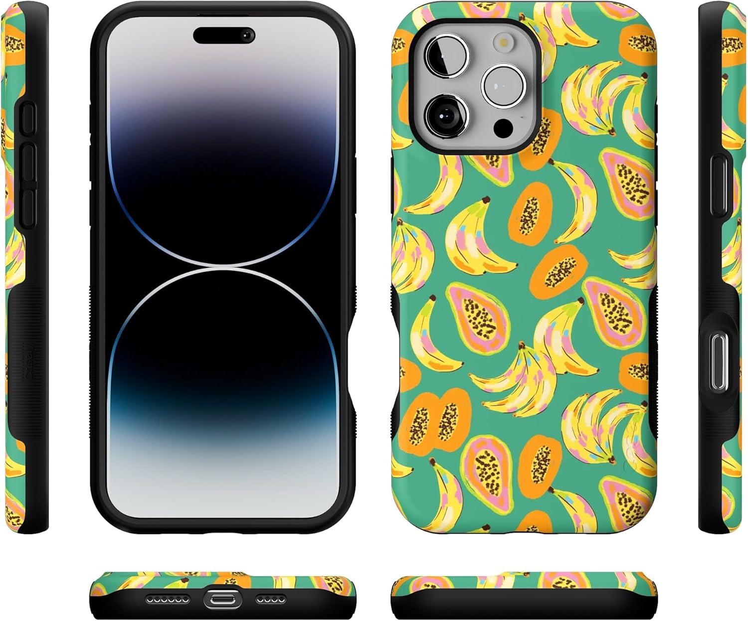 imageCasely iPhone 16 Pro Case  Ride The Wave  Pastel Rainbow Lined  Compatible with MagSafe  Bold Protective DesignPapaya Palms  Dippin Daisys Tropical Vacation