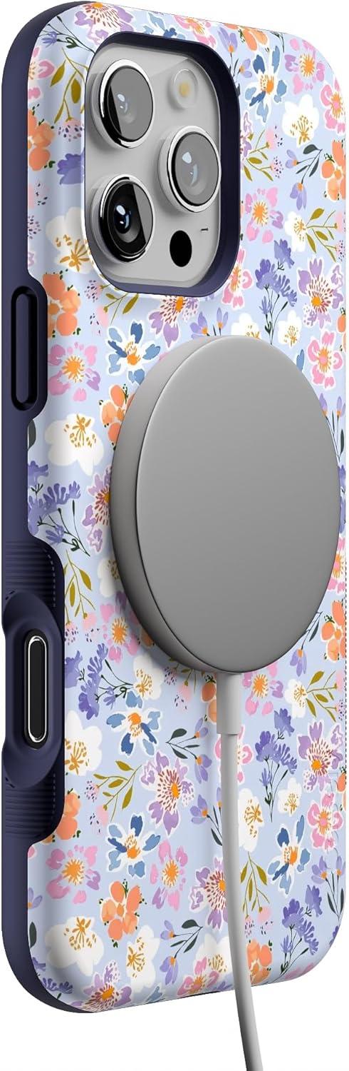 imageCasely iPhone 16 Pro Case  Ride The Wave  Pastel Rainbow Lined  Compatible with MagSafe  Bold Protective DesignPoppy Meadows  Pastel Floral
