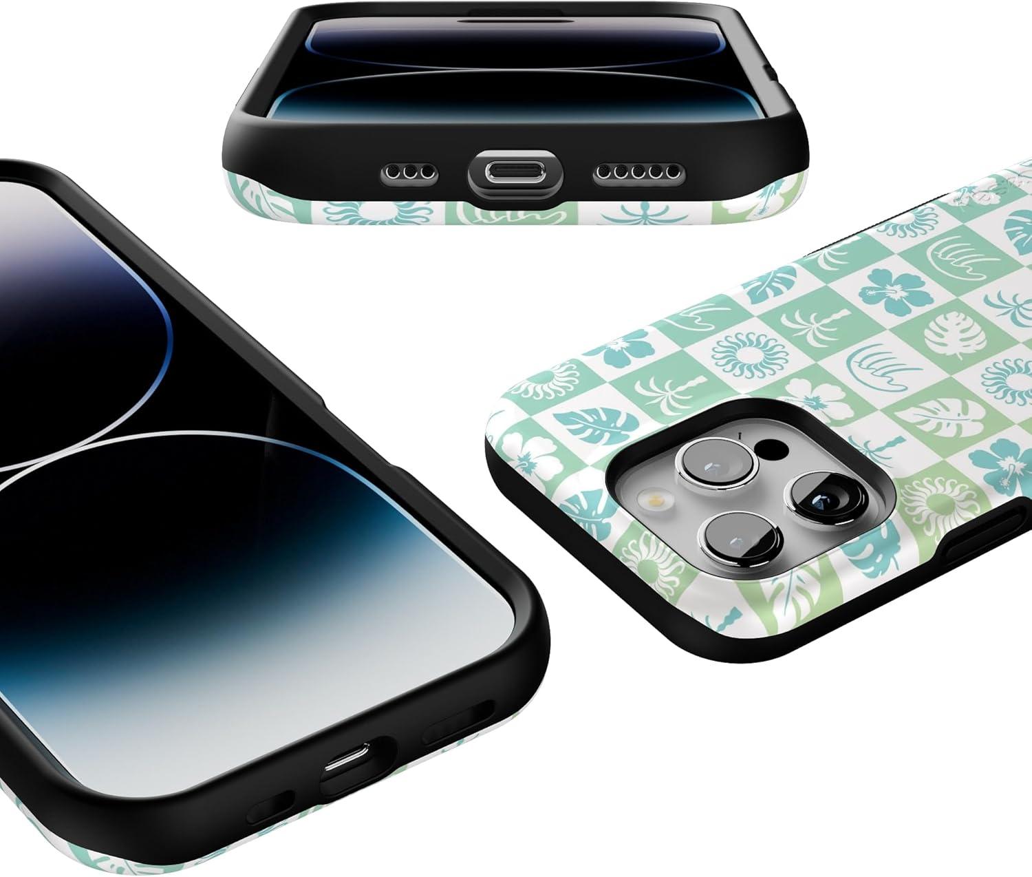 imageCasely iPhone 16 Pro Case  Ride The Wave  Pastel Rainbow Lined  Compatible with MagSafe  Bold Protective DesignPura Vida  Coastal Checkers