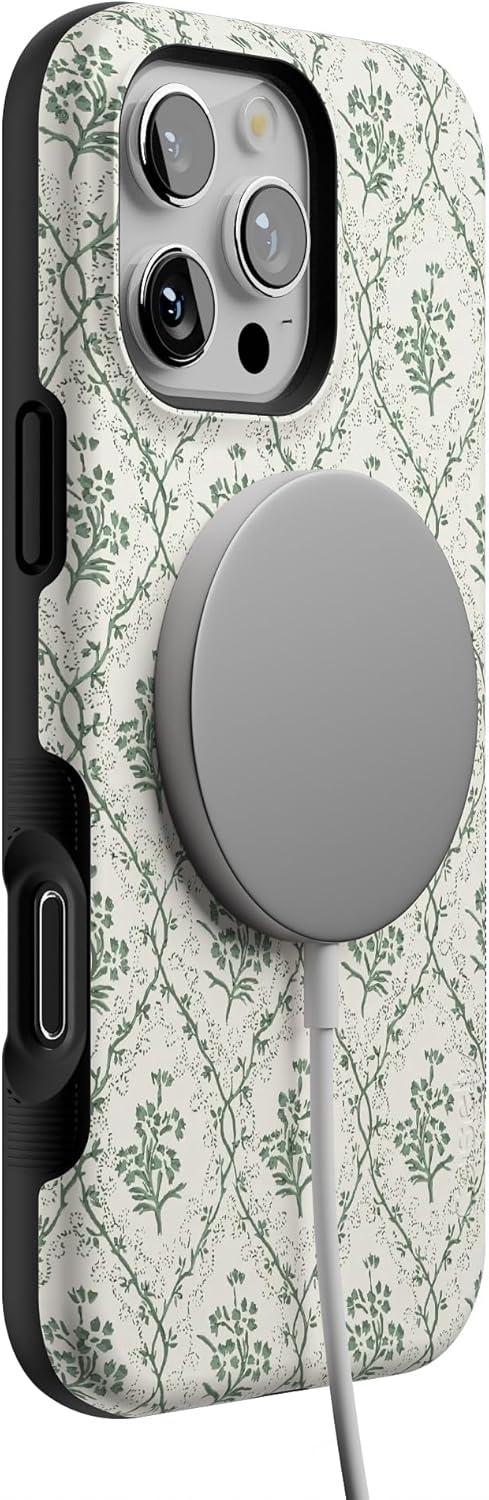 imageCasely iPhone 16 Pro Case  Ride The Wave  Pastel Rainbow Lined  Compatible with MagSafe  Bold Protective DesignSage Tapestry  Floral Vines