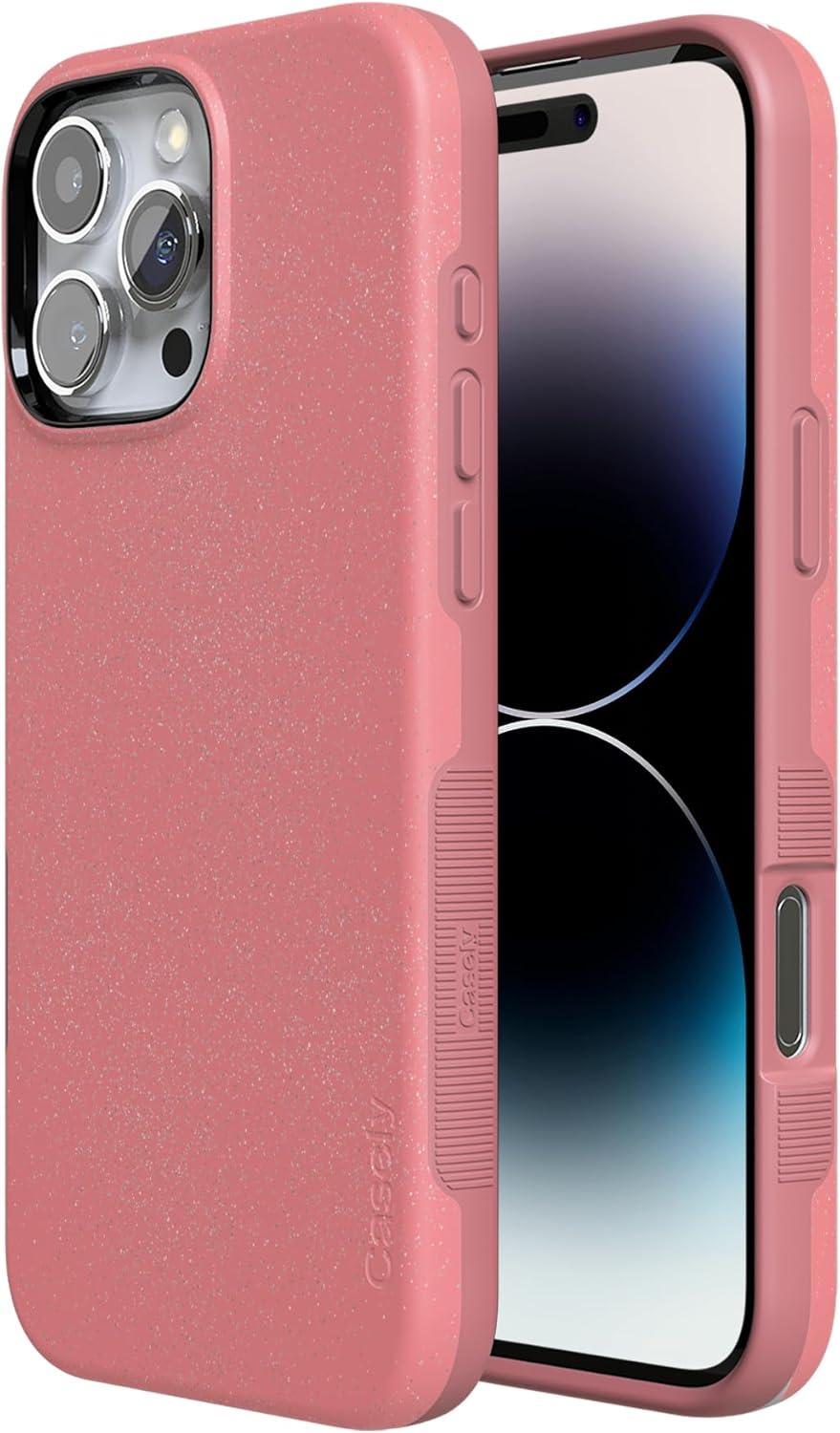 imageCasely iPhone 16 Pro Case  Ride The Wave  Pastel Rainbow Lined  Compatible with MagSafe  Bold Protective DesignStarfish Wishes  Coral Pink Shimmer