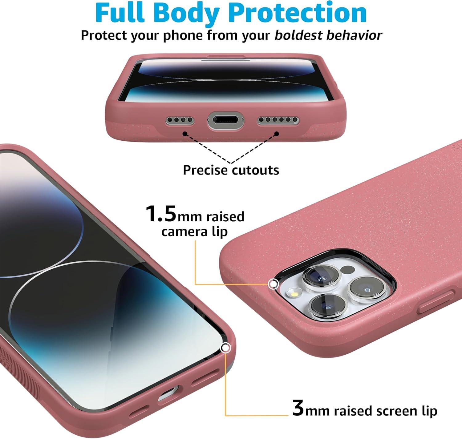 imageCasely iPhone 16 Pro Case  Ride The Wave  Pastel Rainbow Lined  Compatible with MagSafe  Bold Protective DesignStarfish Wishes  Coral Pink Shimmer