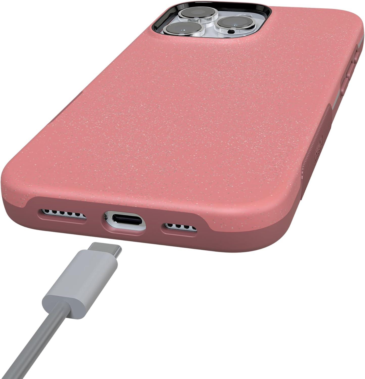 imageCasely iPhone 16 Pro Case  Ride The Wave  Pastel Rainbow Lined  Compatible with MagSafe  Bold Protective DesignStarfish Wishes  Coral Pink Shimmer