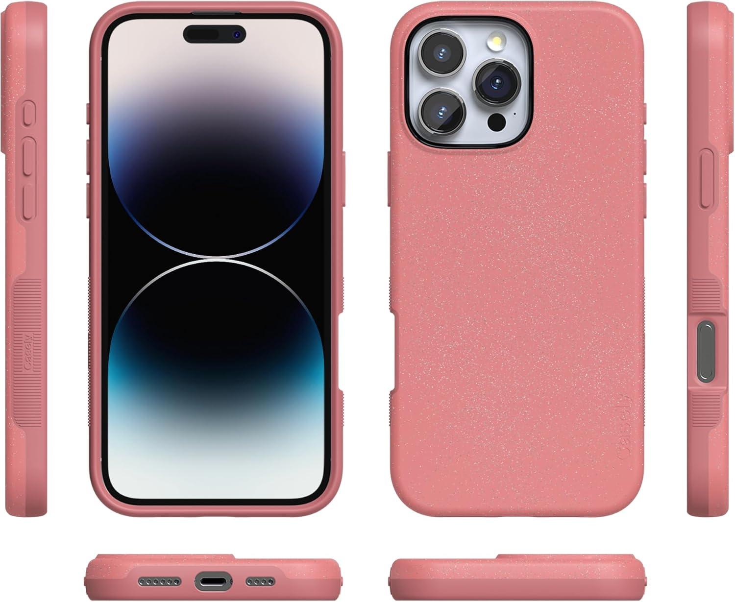 imageCasely iPhone 16 Pro Case  Ride The Wave  Pastel Rainbow Lined  Compatible with MagSafe  Bold Protective DesignStarfish Wishes  Coral Pink Shimmer