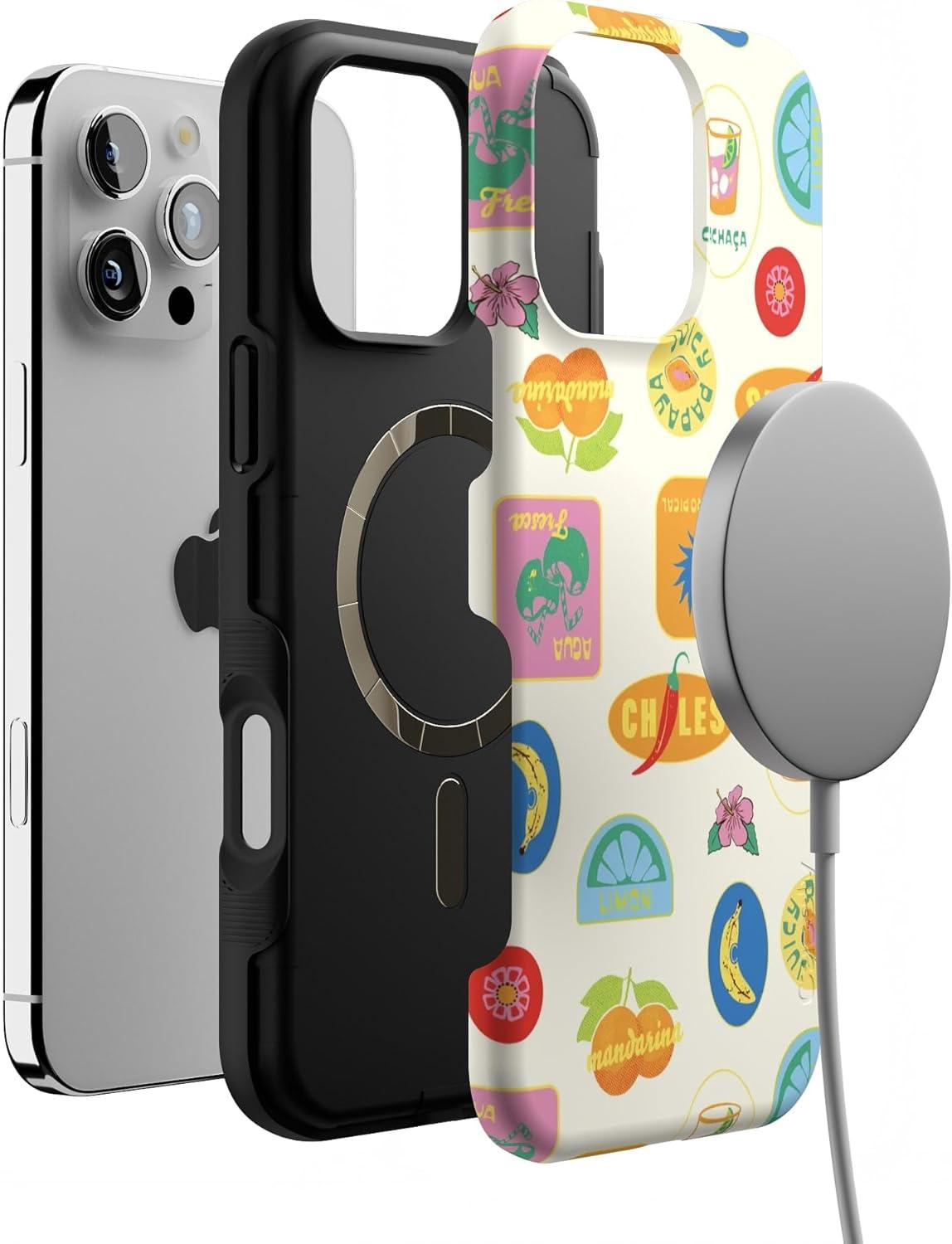 imageCasely iPhone 16 Pro Case  Ride The Wave  Pastel Rainbow Lined  Compatible with MagSafe  Bold Protective DesignStuck in Paradise  Tropical Vacation