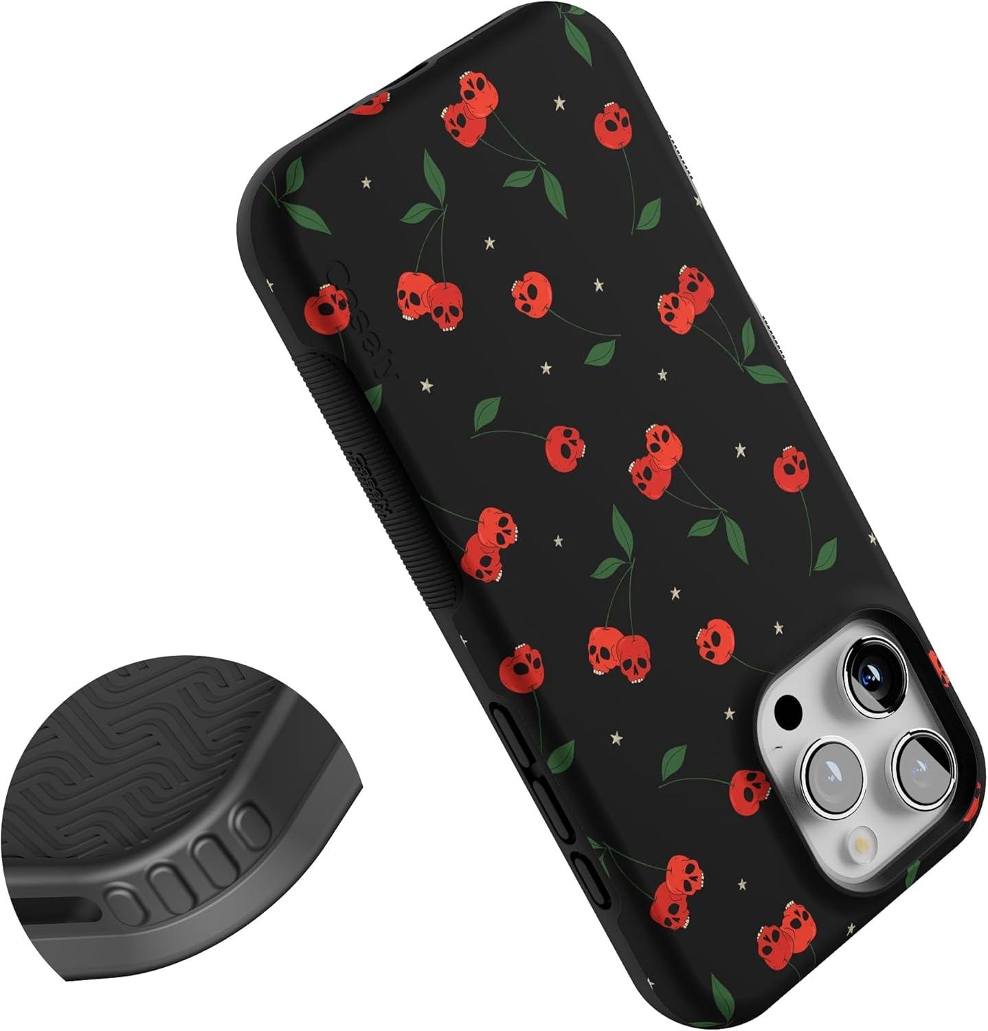 imageCasely iPhone 16 Pro Case  Ride The Wave  Pastel Rainbow Lined  Compatible with MagSafe  Bold Protective DesignSweet Revenge  Cherry Skulls