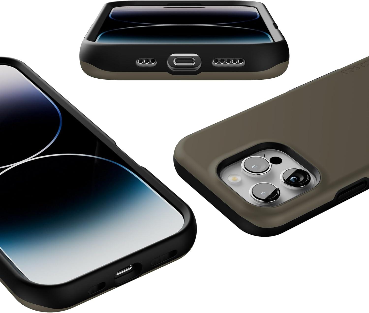 imageCasely iPhone 16 Pro Case  Ride The Wave  Pastel Rainbow Lined  Compatible with MagSafe  Bold Protective DesignThe Boyfriend Collection  Army Green