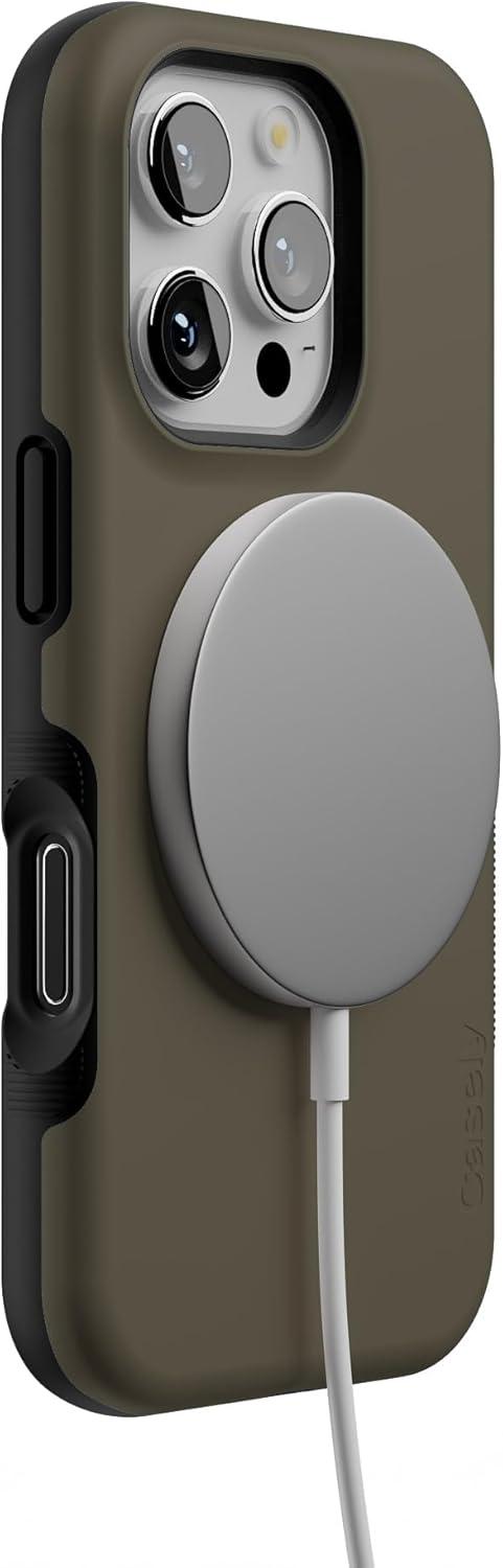 imageCasely iPhone 16 Pro Case  Ride The Wave  Pastel Rainbow Lined  Compatible with MagSafe  Bold Protective DesignThe Boyfriend Collection  Army Green