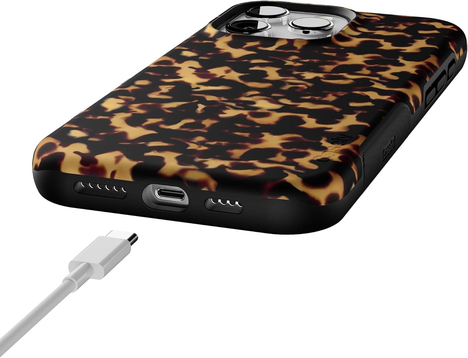 imageCasely iPhone 16 Pro Case  Ride The Wave  Pastel Rainbow Lined  Compatible with MagSafe  Bold Protective DesignTortoise Print  Shell Shocked