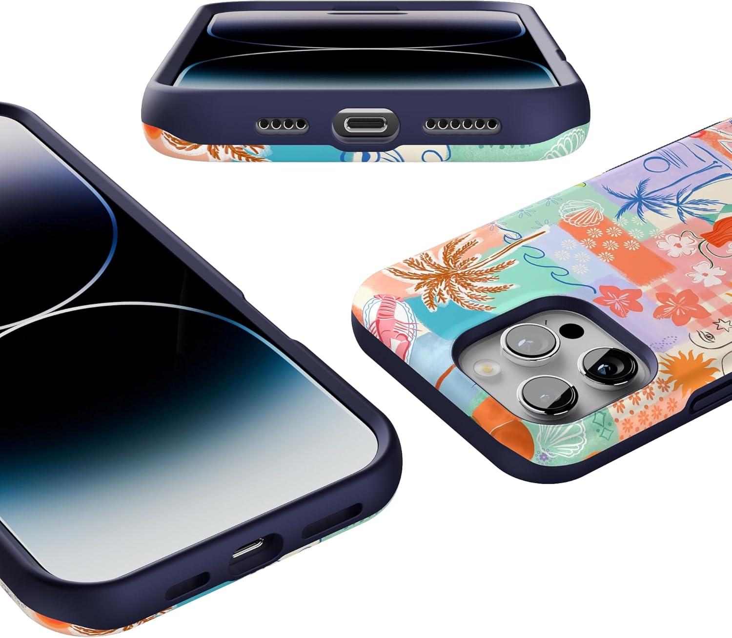 imageCasely iPhone 16 Pro Case  Ride The Wave  Pastel Rainbow Lined  Compatible with MagSafe  Bold Protective DesignTropical Heat  Beachy Collage